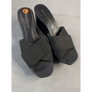 Donald J Pliner Shoes Sandals Women 8.5 Black 3" Platform Wedge Criss Cross Boho